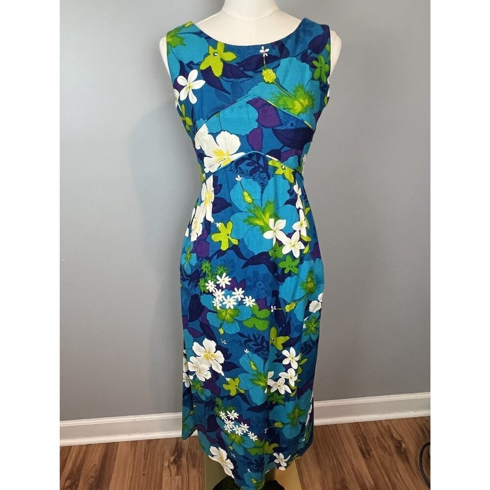 Vintage Penneys Hawaiian Maxi Dress Womens Small 60s Sleeveless Mod Floral